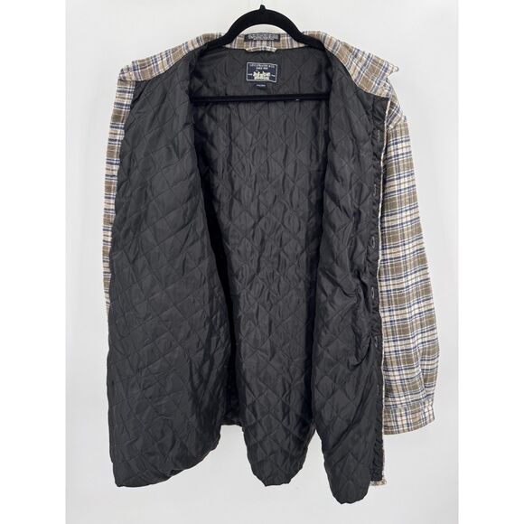 LEVI'S Green Blue Lined Plaid Flannel Long Sleeve Shirt Shacket Size XXL 2XL - Picture 5 of 7